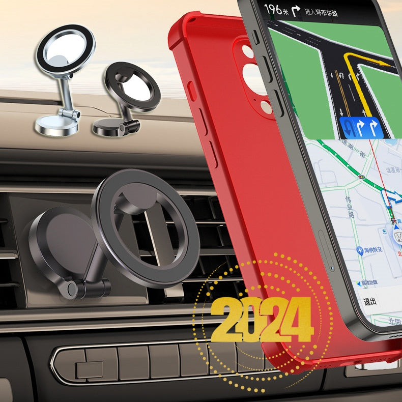 Magnetic Car Phone Mount All-Metal Foldable Phone Holder for Car Strongest Magnet Dashboard Phone Mount for Phone