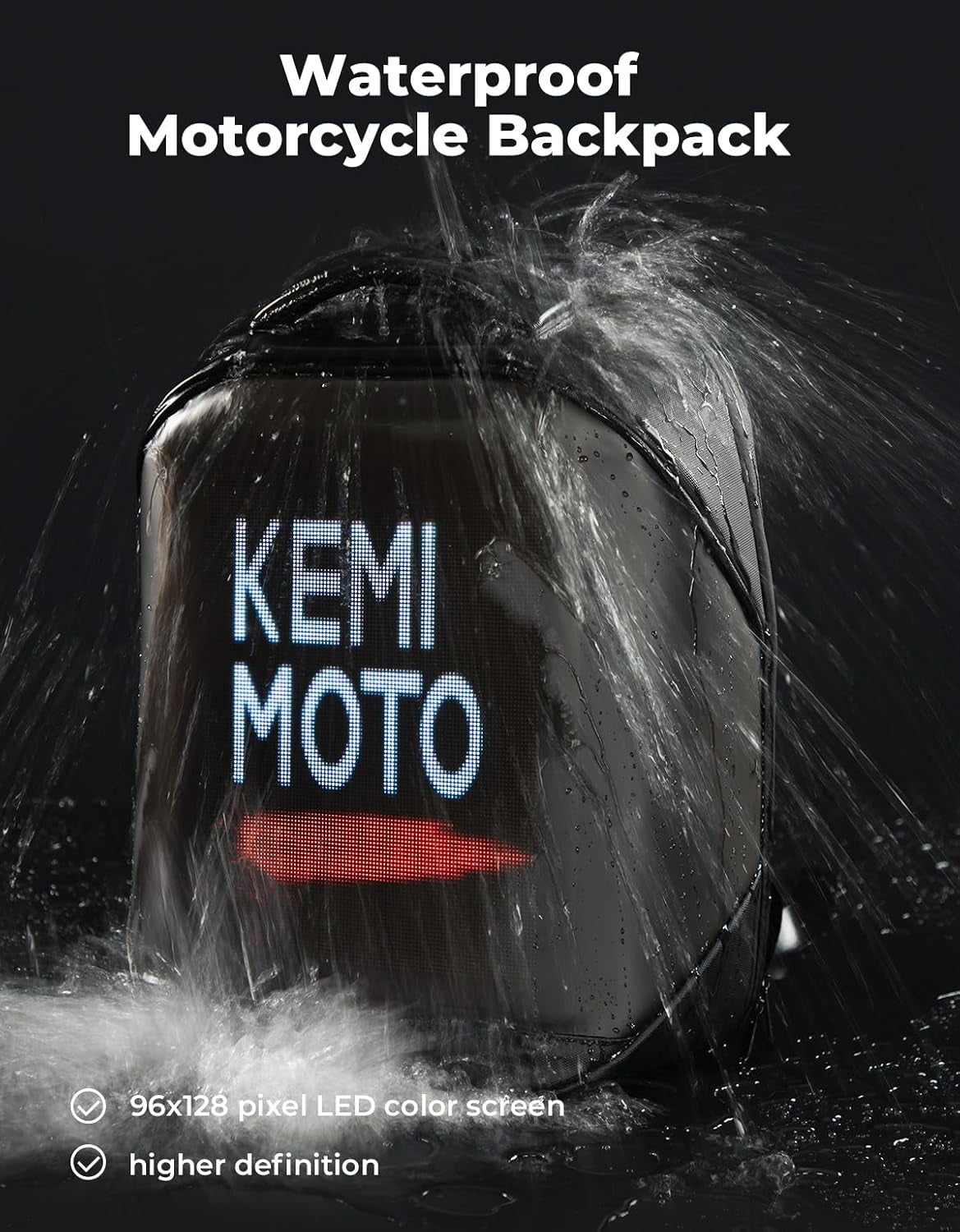Motorcycle Backpack with 96 X 128Px LED Display Screen