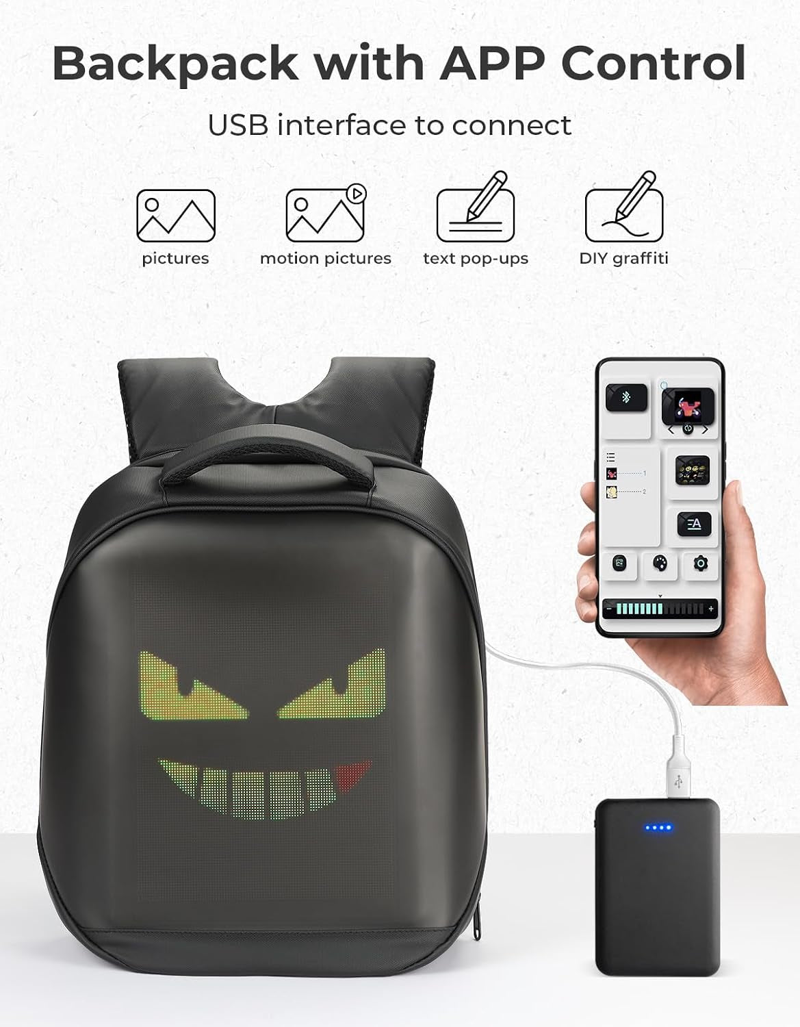 Motorcycle Backpack with 96 X 128Px LED Display Screen